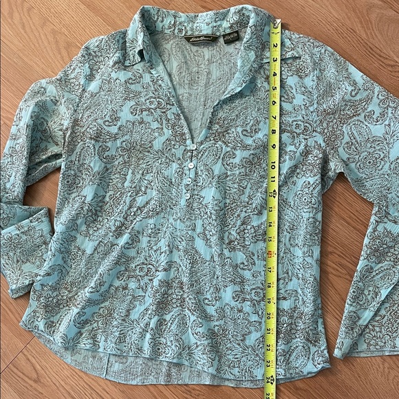 Eddie Bauer Cotton Paisley Button-Up Blouse - Picture 4 of 6